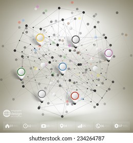 Infographic network with pointer marks for business, template vector.