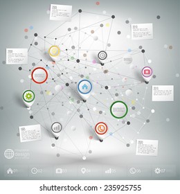 Infographic network with pointer marks for business, template vector.