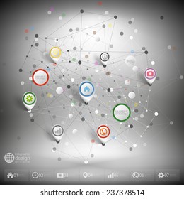 Infographic network with pointer marks for business, template vector.