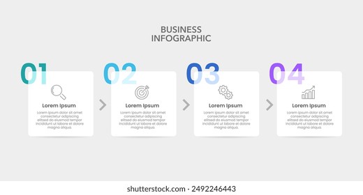 Infographic number with 4 steps or options. Business presentation, planning, marketing, strategy and report. Vector illustration.