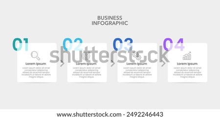Infographic number with 4 steps or options. Business presentation, planning, marketing, strategy and report. Vector illustration.