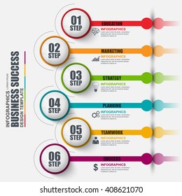 Infographic number options vector design template. Can be used for workflow layout, data visualization, business concept with 6 options, parts, steps or processes, banner, diagram, chart, web design.
