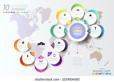 infographic number template 3D with icon and 10 option or step,Business concept, Blank space for content, business, infograph, diagram, process ,template, timeline, book cover, flowchart, info