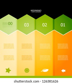 Infographic numbered banners in warm colors