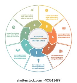  Infographic numbered seven position Area chart ring chart pie chart 