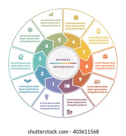  Infographic Numbered Ten Position Area Chart Ring Chart Pie Chart