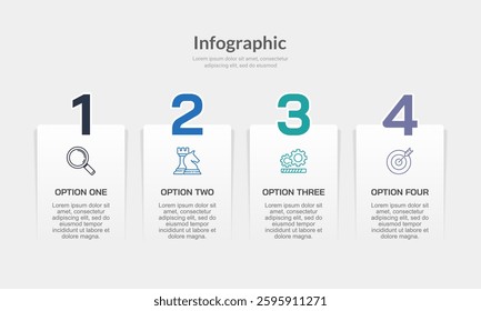 Infographic Numbers 4 Options To Lead Your Business To Success. Presentation, Report, Plan and Strategy. Vector illustration.