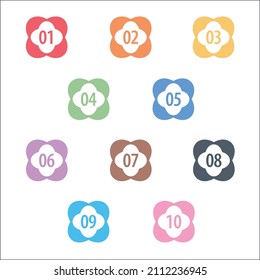 Info-graphic Numbers. Bullet points 1 to 10 Vector. Powerpoint Bulletpoint Numbers. Technology Vector Numbers. colorful abstract bullet number shape. Bulletpoint.