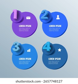Infografía con números colocados con gráficos circulares en diseño moderno para presentaciones