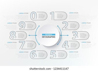 Infographic numbers steps element. Circle graphic chart diagram, business graphic design. Vector illustration.