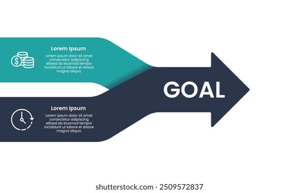 Infographic on balancing time and money to achieve to goals. Business presentation, Balance and Planning. Vector illustration.