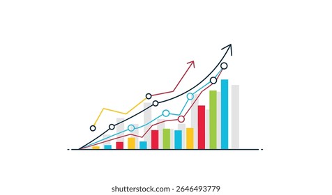 Infographic on business growth chart with vector elements and data visualization design