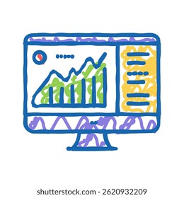 infográfico no computador exibir ícone doodle esboçar vetor. infográfico no computador exibir sinal. símbolo isolado ilustração