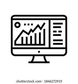 infografía en el vector de icono de la línea de visualización del equipo. infografía en el signo de visualización del equipo. símbolo de contorno aislado ilustración negra