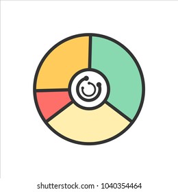 Infographic on flat color, color poster, flexible line with points