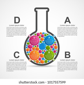 Infographic on science and medicine in the form of test tubes. Design elements.