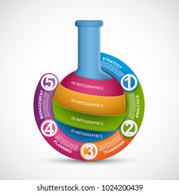 Infographic on science and medicine in the form of test tubes. Design elements.