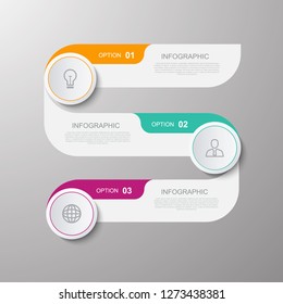 Infographic options banner template with 3 steps. Vector modern template design. Can used for banner, workflow layout, diagram, number and step, graph, web design