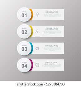 Infografische Optionen Banner-Vorlage mit 4 Schritten. Modernes Design für Vektorgrafiken. Kann für Banner, Workflow-Layout, Diagramm, Zahl und Schritt, Graphen, Web-Design verwendet werden