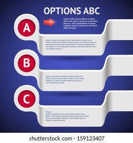 Infographic Options Color Plastic Banner for content: modern template / education plan / business plan. Vector.