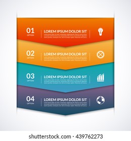 Infographic options template with 4 arrows, options, steps, parts. Vector banner for infographics. Origami style. Can be used for workflow layout, diagram, chart, number options, report, web design