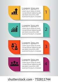 Infographic options template with 4 arrows, options, steps, parts. Vector illustration