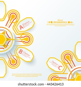 Info-graphic orange design template on the grey background. Vector illustration for your business presentation.