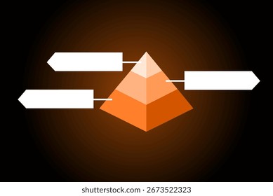 Infographic orange pyramid with three step guide to digital success and level business path, Achieve level with solution strategy for achievement with technology career timeline and progress plan