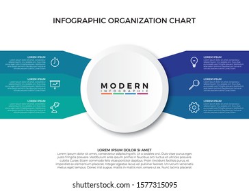 Infographic organization chart vector template. with icons and 6 options or steps.