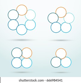 Infographic Outlined Circle Segments Linked Template Set