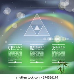 Infographic over a blurred mountain rainbow background vector illustration