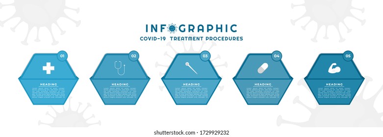Infographic overlap hexagon design covid-19 concept medical style space for text. vector illustration.