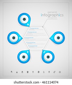 Infographic overview design template with blue labels.