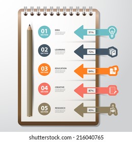 Infographic paper book with bookmark icon education concept. Creative folded paper modern template design vector illustration 