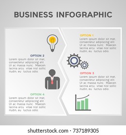 Infographic paper elements with numbers, icons and place for your text, can be used as workflow, process, steps or options