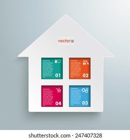 Infographic with paper house on the gray background. Eps 10 vector file.