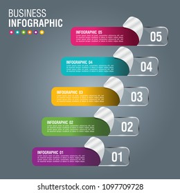 Infographic paper template with 5 steps.Template paper gift wrapping with options for brochure, diagram, workflow, timeline, web design and marketing. Vector EPS 10