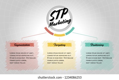 Infographic pastel color vector with STP (Segmentation Targeting Positioning) business content