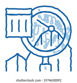 Infographic Peak Research sketch icon vector. Hand drawn blue doodle line art Sme Infographic, Magnifier Glass And Exclamation Marks In Frame sign. isolated symbol illustration