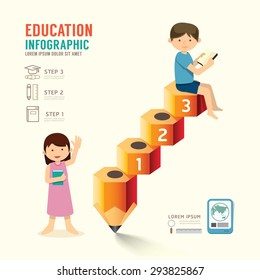 Infographic pencil with child idea. Vector illustration. education step to success concept. can be used for layout, banner and web design.