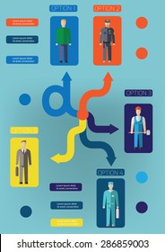 Infographic people of different professions. Vector illustration