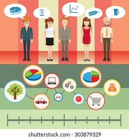 Infographic with people and graph illustration