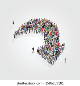 Infographic of People standing in the form of declining arrow