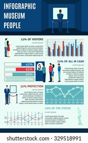 Infographic  people visiting museums  statistics data  flat  vector illustration.