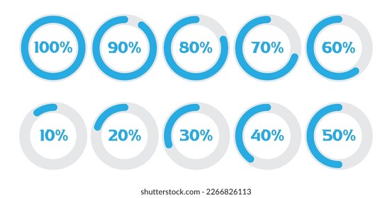 Infographic percentage circle icons vector illustration isolated on white background.
