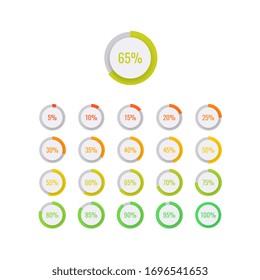 infographic percentage set with round realistic elements on a white background. modern business vector data visualisation with textboxes. easy to edit and customize. eps10
