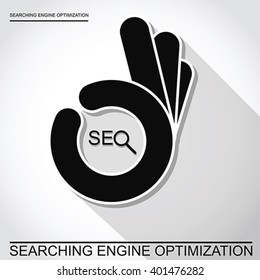 Infographic perfect search engine optimization. Concept with OK hand, vector