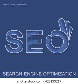 Infographic perfect search engine optimization. Concept with OK hand, vector