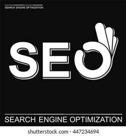 Infographic perfect search engine optimization. Concept with OK hand, vector