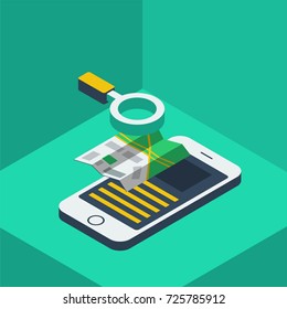 Infographic phone and map